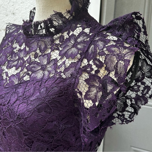 Enfocus Studio Dresses & Skirts - Enfocus Studio Purple Lace Dress Lined Modest Minimalist Wedding Guest Size 8